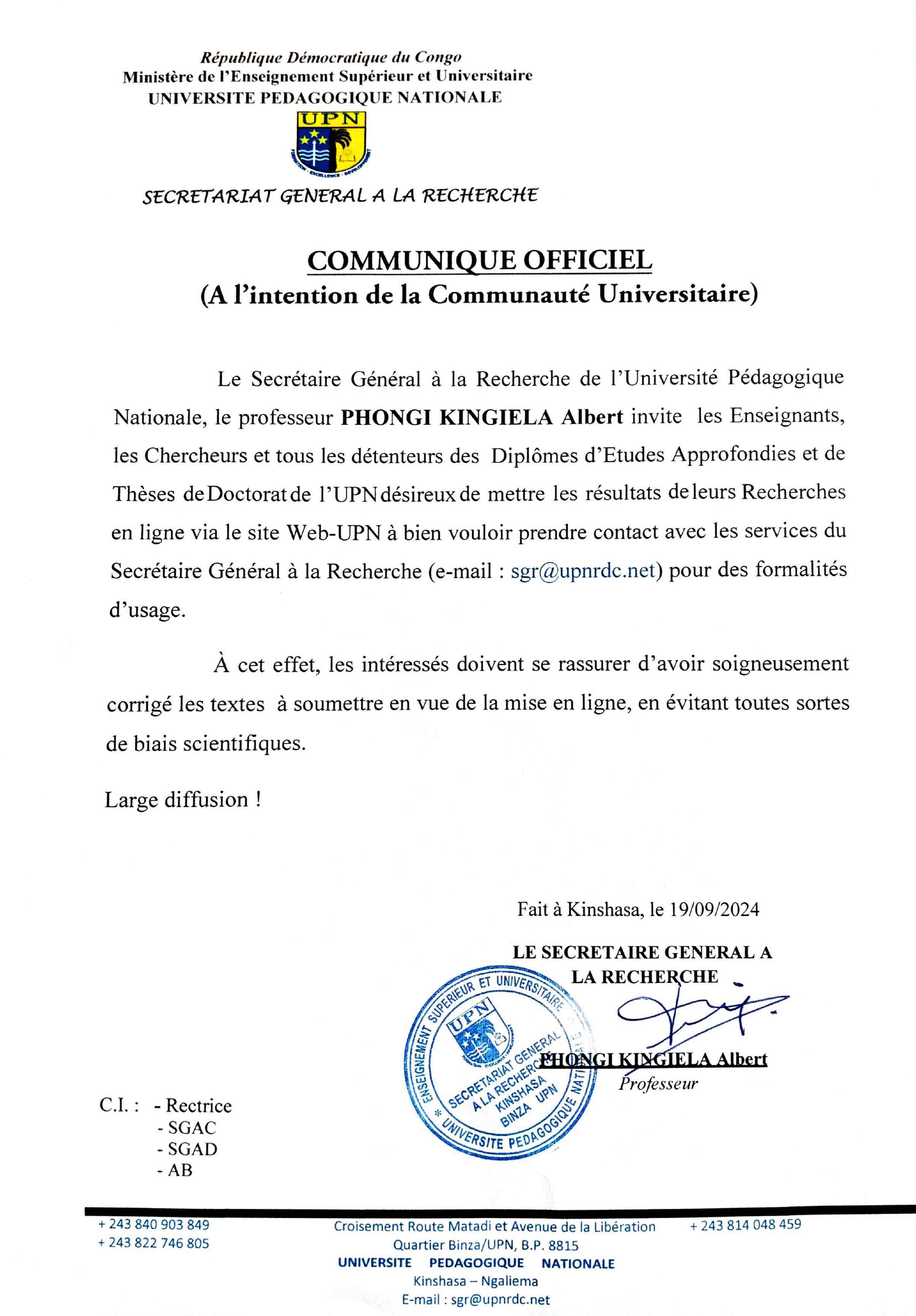 communiqué
